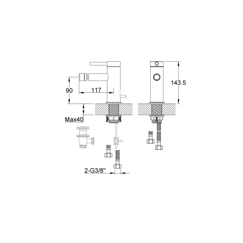 Bateria Bidetowa Kohlman Axel QB130A Chrom